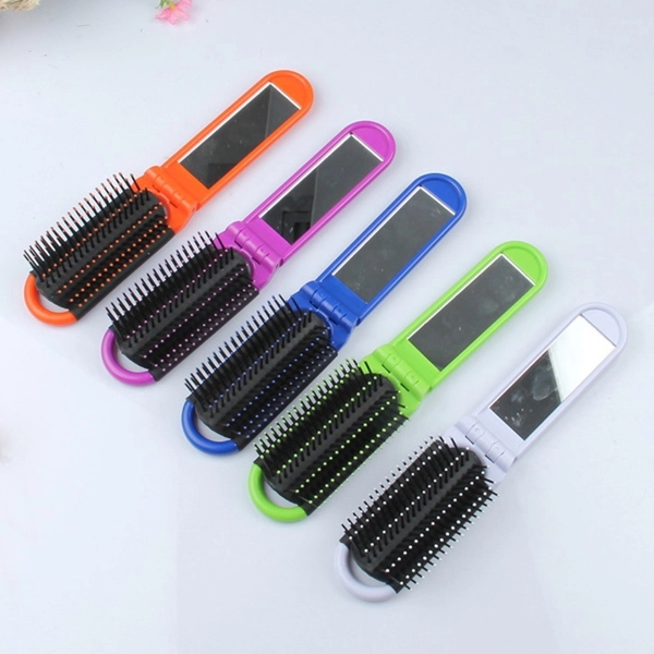 Folding Hairbrush W/Mirror