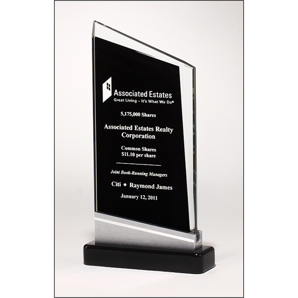 Zenith Series Glass Award Black Piano-Finish Base