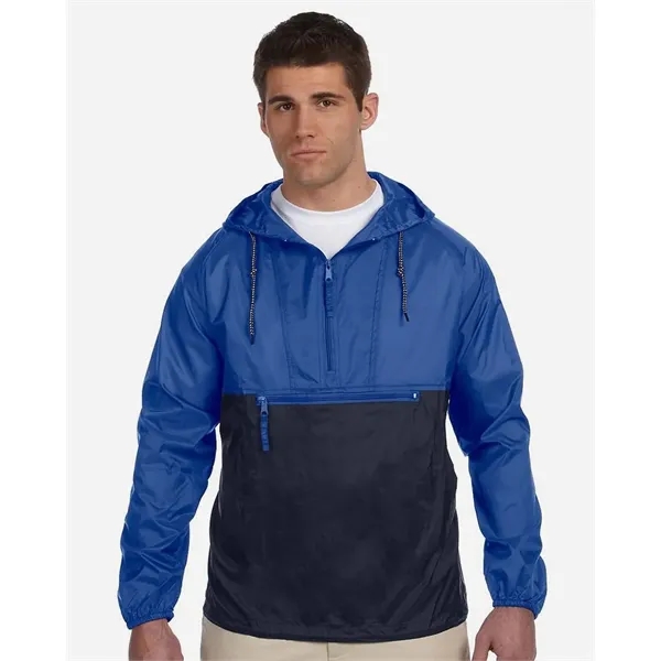 Harriton Men's Packable Hooded Nylon Jacket
