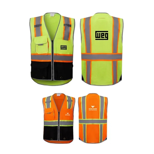 Deluxe Black Bottom Vest with iPad Pocket and D-Ring Pass