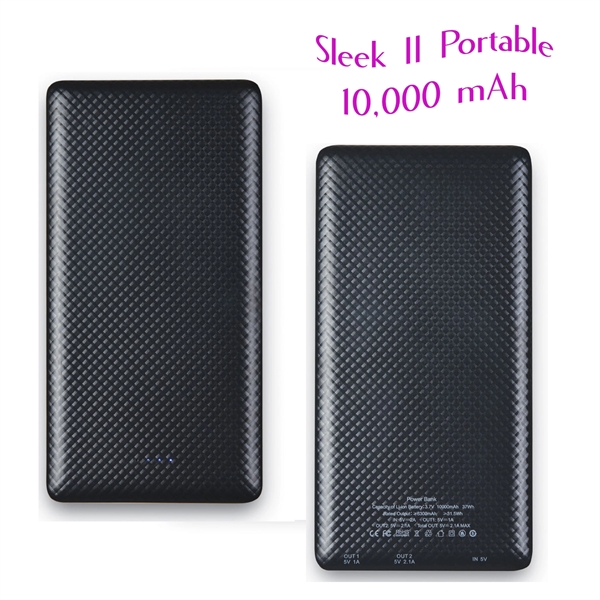Sleek II Portable 10000 mAh Power Bank w/ LED Status