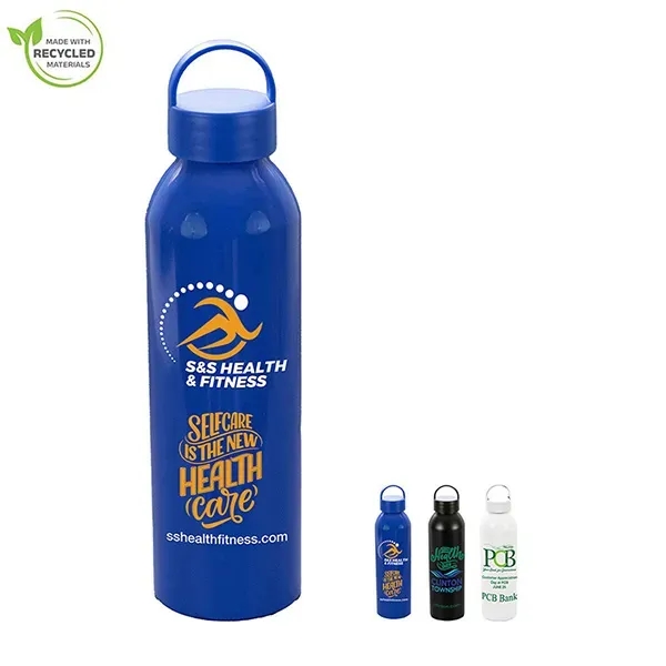 22 OZ Recycled RPET Aluminum Bottle With Carry Lid
