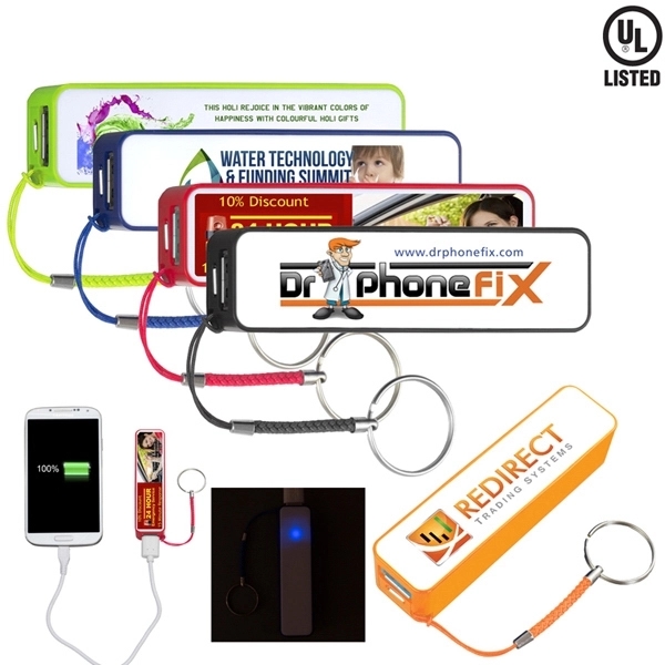Plastic High Capacity Cobra Power Bank w/ Key Ring + Cable