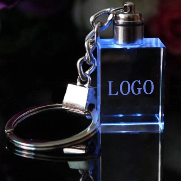 LED Light 3d/2d Laser Engraving Crystal Glass Keychain