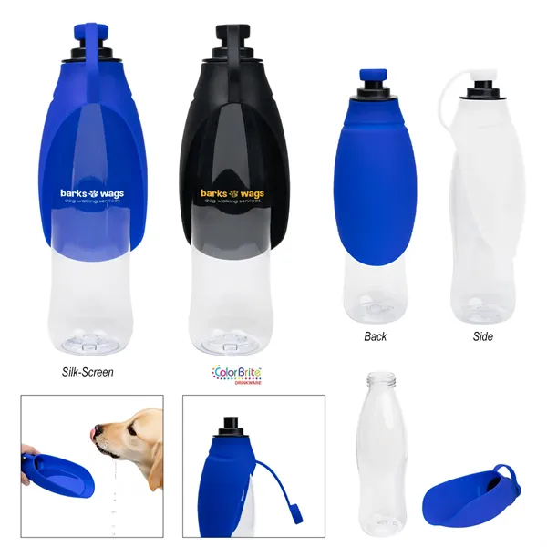 21 Oz. Recycled Pet Water Bottle & Dispensing Bowl