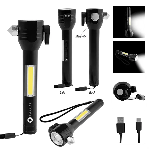 Safety Tool With Rechargeable COB Flashlight 2.0