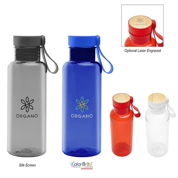 20 Oz. Case rPET Bottle with Bamboo Accent Lid and Silico...