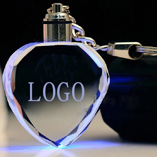 Heart-Shaped Crystal Keychain With LED Light