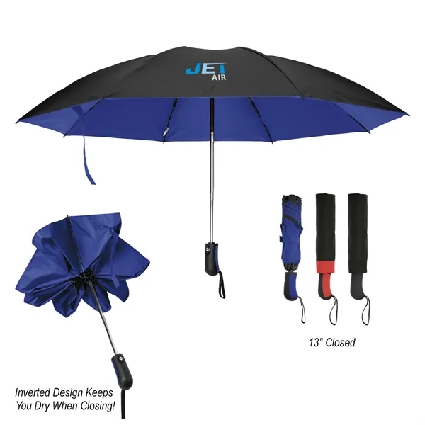 46" Arc Two-Tone rPET Inversion Umbrella