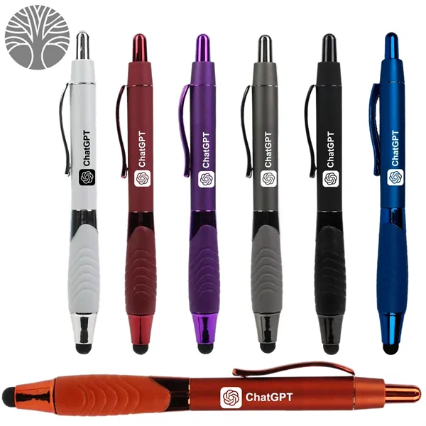 Recycled Rubberized Metallic Pen with Stylus Tip