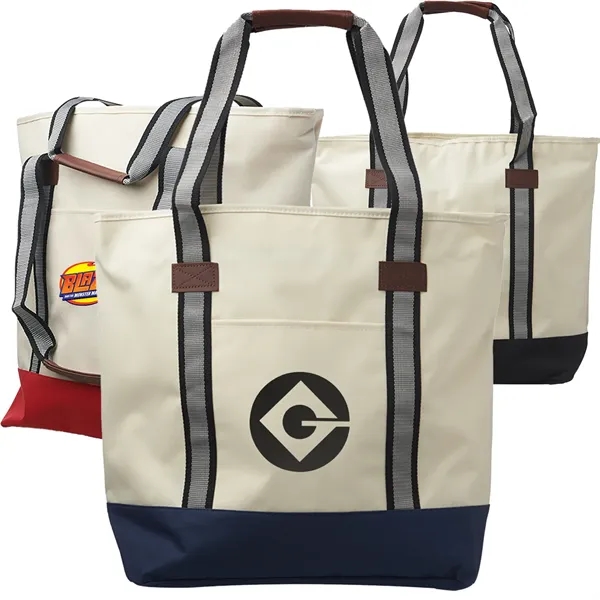 Top Zipper Closure Polyester Cotton Canvas Tote Bags