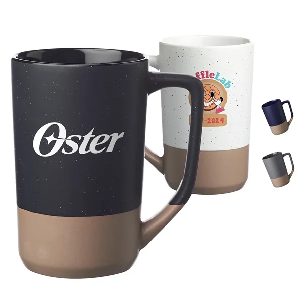 17 oz. Two-Tone Ceramic Mugs with Speckled Glaze