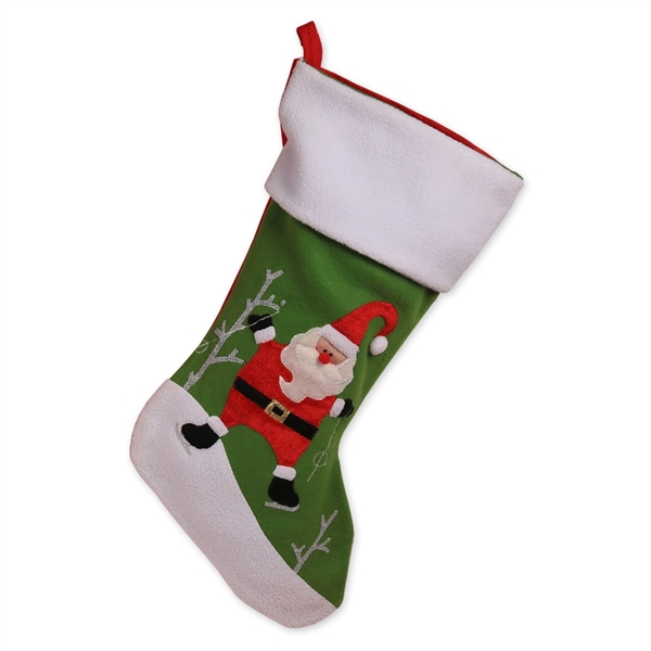 Ice Skating Santa Christmas Stocking