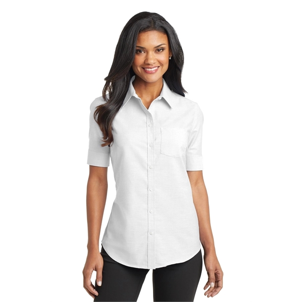 Port Authority Ladies Short Sleeve SuperPro Oxford Shirt.