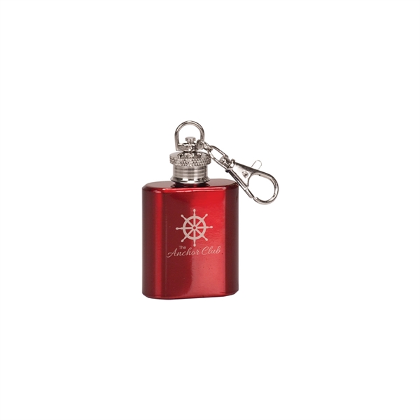 1oz. Red Stainless Steel Flask Keychain