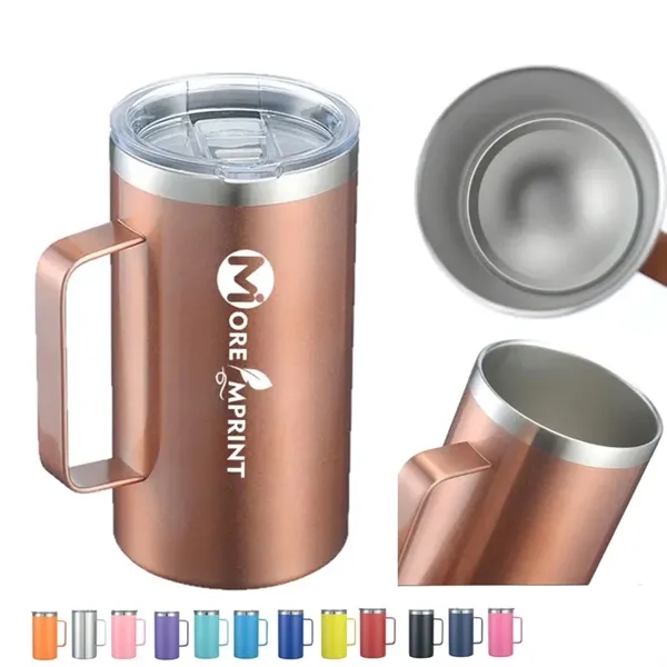 24oz Portable Travel Stainless Steel Coffee Mug With Handle