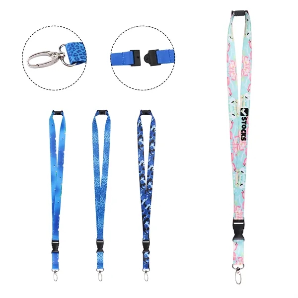 3/4" Polyester Detachable Lanyard W/ Breakaway & Oval Clasp
