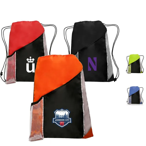 Two Color Drawstring Backpacks with Side Bottle Mesh Pockets