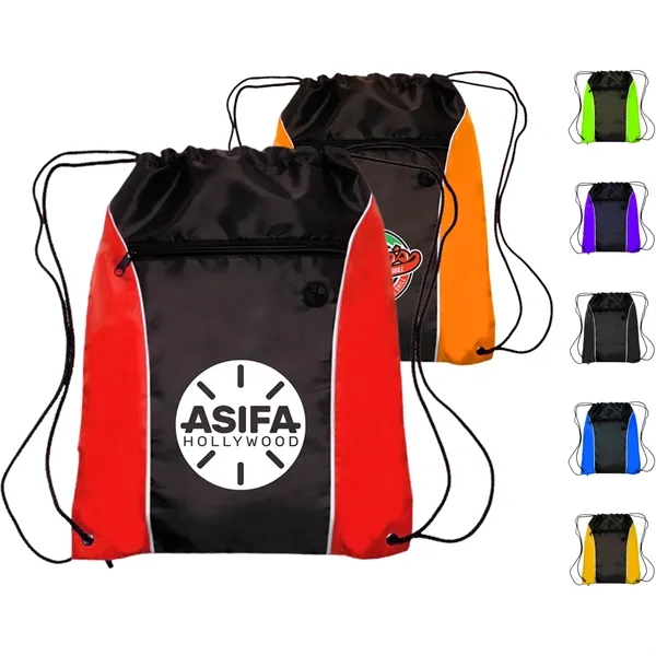 Two Tone Drawstring w/ Earphone Outlet Backpack (13.5"x17")