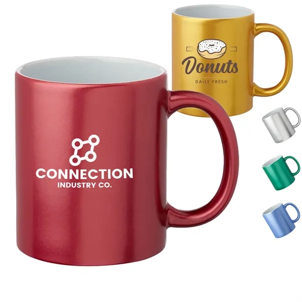 11 Oz. Metallic Color Exterior /W White Interior Custom Mugs