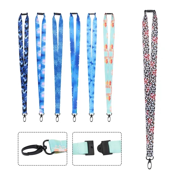 3/4" Polyester Breakaway ID Lanyard W/ Black Snap Clasp