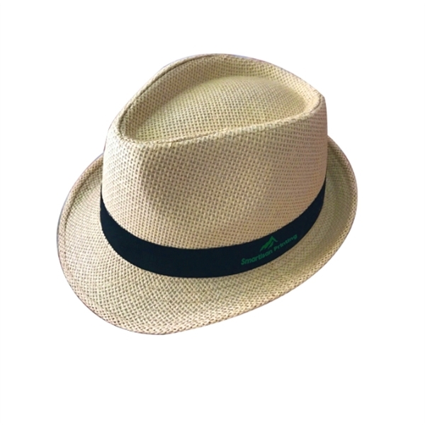 Straw Hat w/Stripe Pattern & Band