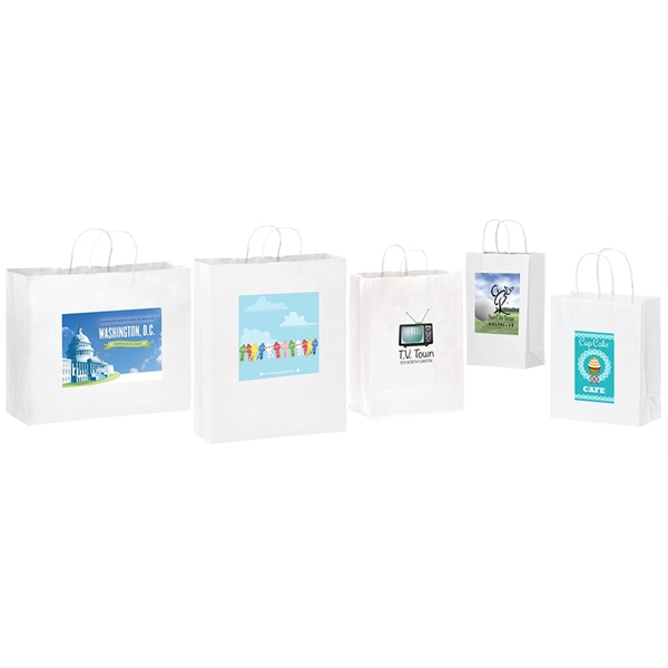 Short Run 4 Color Imprint White Kraft Takeout Bag