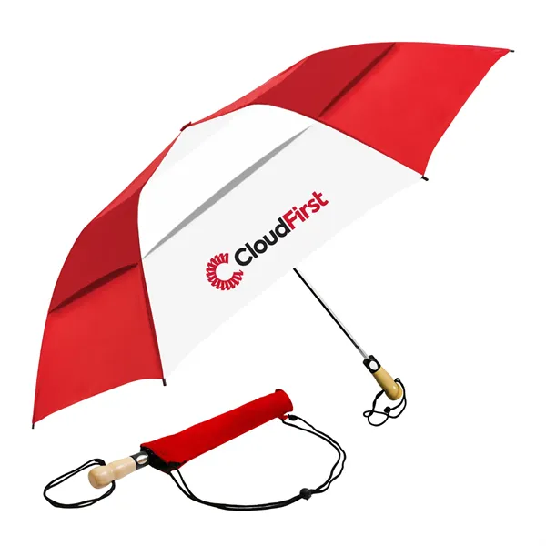 The Vented Little Giant™ Folding Golf Umbrella - Wood Handle