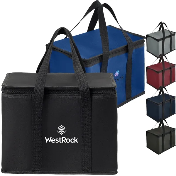 600D Insulated Zipper closure Lunch Bag with Double Handles