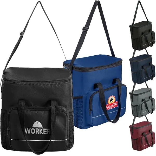 600D Insulated Lunch Bag with Mesh Pocket & Double Handles