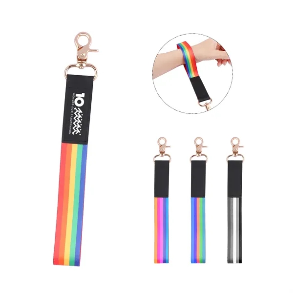 Custom Polyester Wrist Lanyard Strap Keychain W/ Swivel Hook