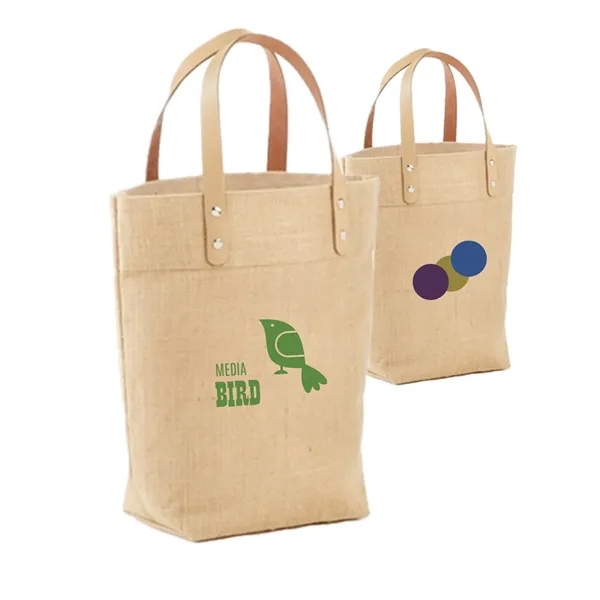 Eco-Friendly Mini Jute Tote with Leather Handles