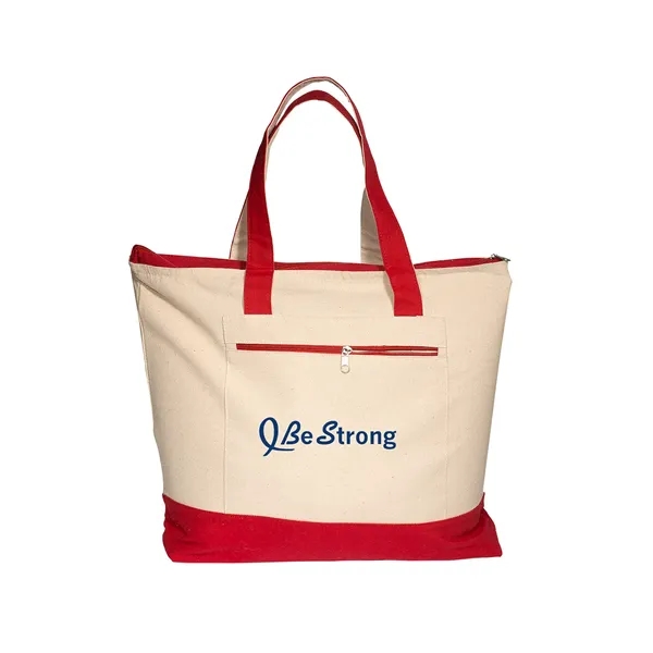 Zippered Cotton Canvas Tote Bag
