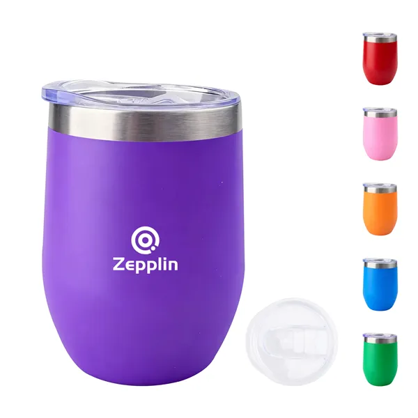 12 Oz Stainless Insulated Wine Tumbler W/ Lid for Hot & Cold