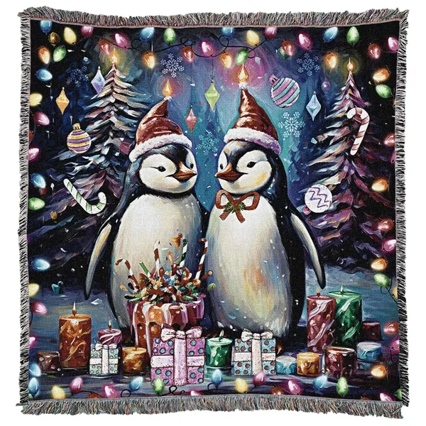 USA Made Jacquard Woven 100% Cotton Tapestry Throw Blanket