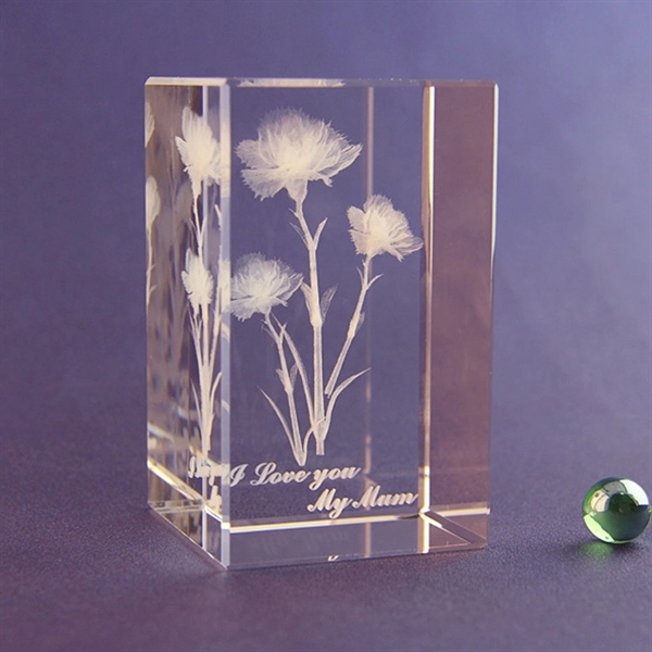 3D laser engraving carnation K9 transparent crystal cube