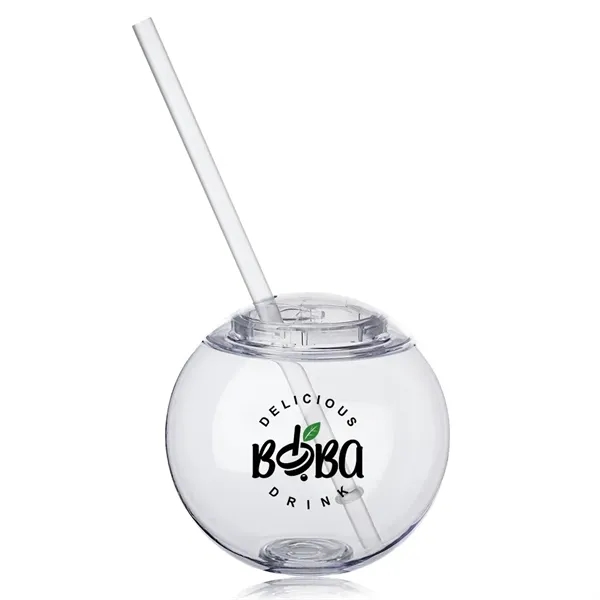 Moran 15 oz. Plastic Cocktail Ball with Straw