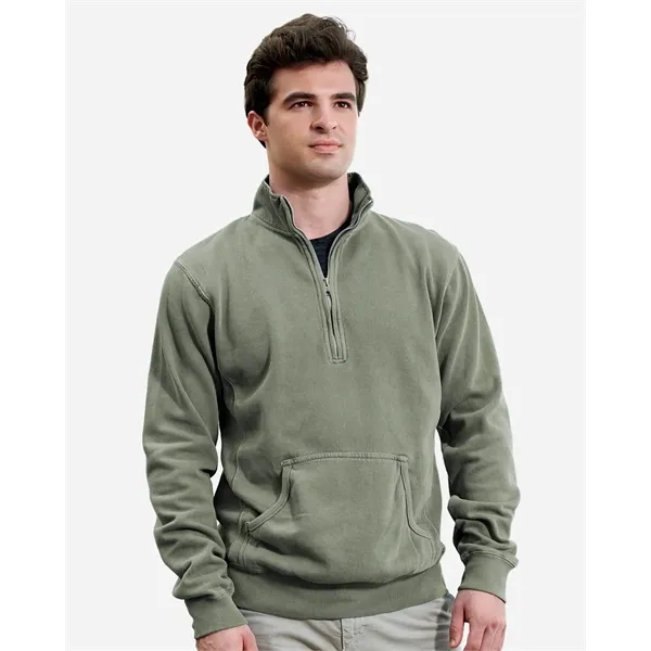 J. America Unisex Pigment-Dyed Fleece Quarter-Zip Pullover