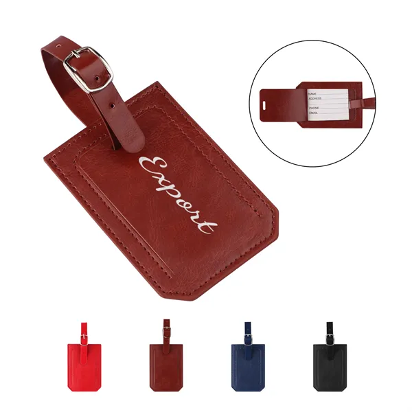 4"x2.75"Custom PU Luggage Tags W/ Buckle & Privacy Cover