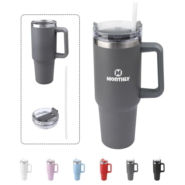 40Oz Custom Insulated Tumbler with Handle  Straw
