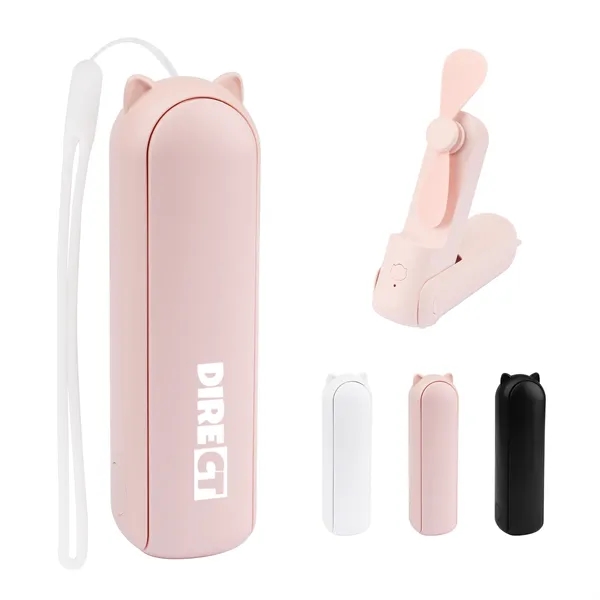Personal USB Foldable Fan Mini Handheld W/ Power Bank