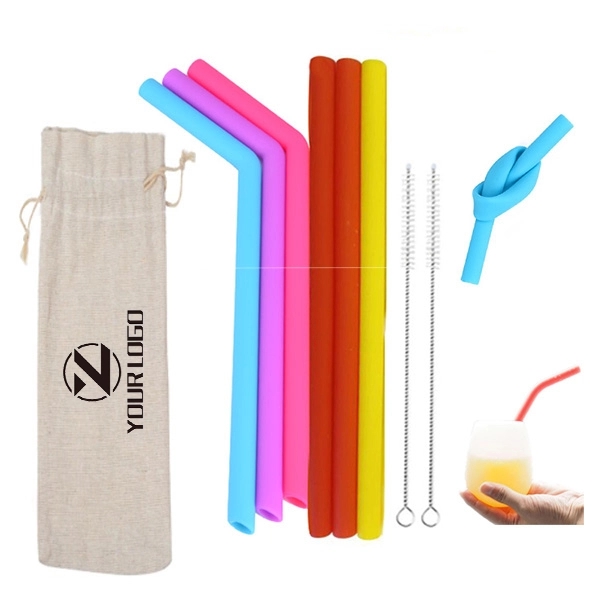 Portable Silicone Drinking Straws Set