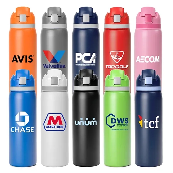 Two-Toned 27oz. Stainless Steel Pop Straw Bottle