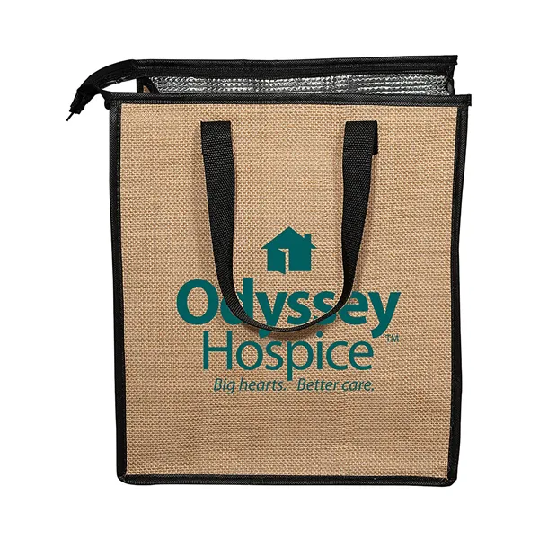 Jute Lunch Cooler Tote Bag.