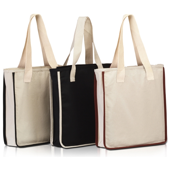 Cotton Shopping Bag with Contrast Piping
