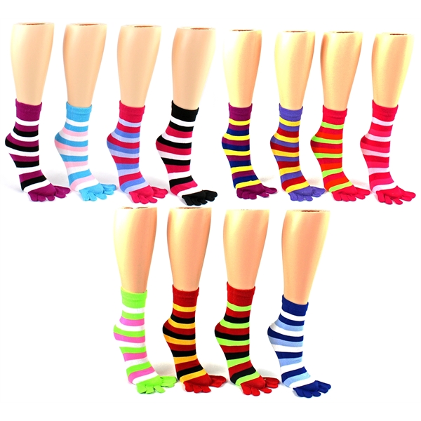 Women's Stripe Toe Socks - Size 9-11