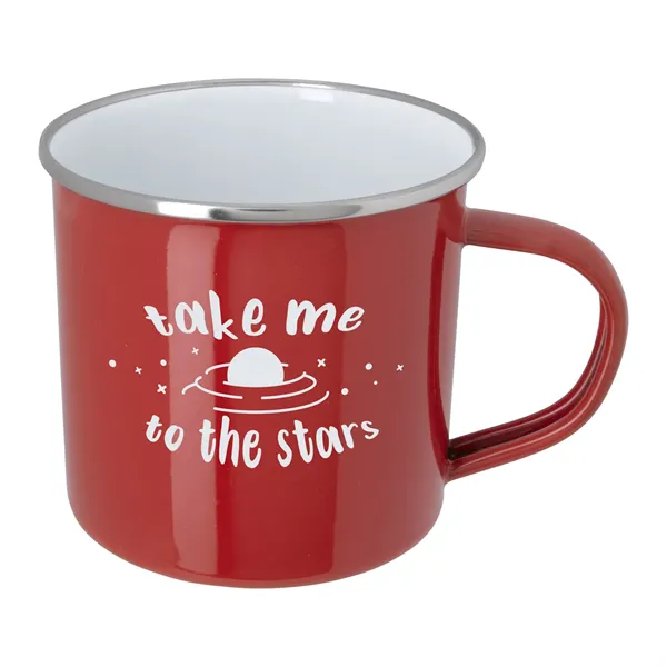 11.8 oz. Enamel Mug with Stainless Steel Rim with Steel C...