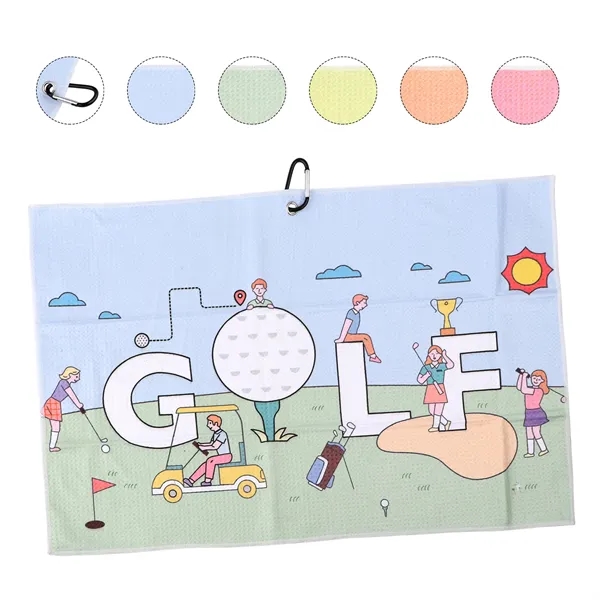 15.75"x23.5" Custom Microfiber Golf Towel W/ Carabiner Clip