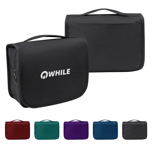 Foldable Travel Toiletry Bag W/ Hanging Hook & Handle