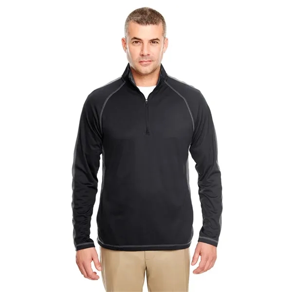 UltraClub Cool & Dry Sport Quarter-Zip Pullover with Side...